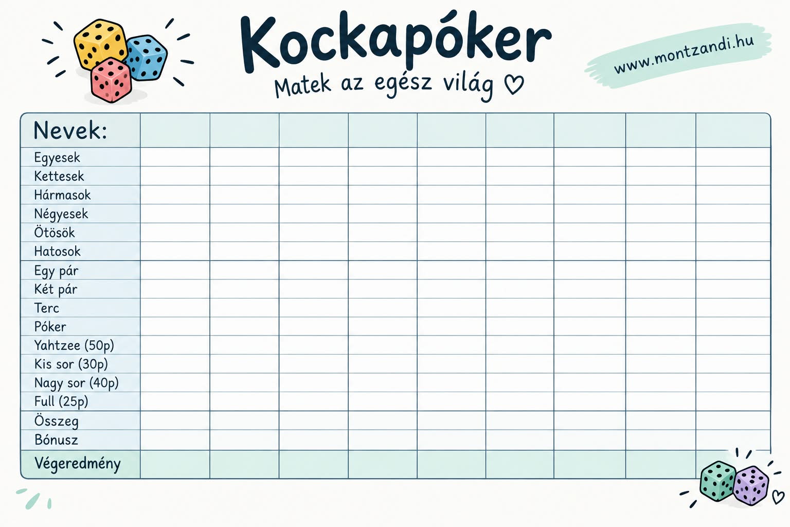Játékszabály és egyéb érdekesség a BLOG fülön található :)